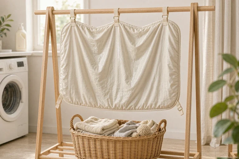 Washing a pet bed cover and hanging it to dry