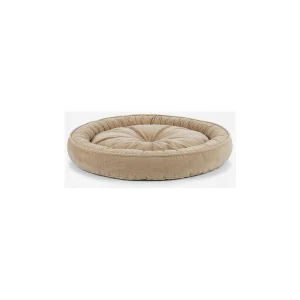Cove Bolster dog bed in sand microfibre with raised cushioned ring