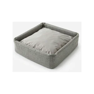 Cube Nook square dog bed with upright heather grey woven walls