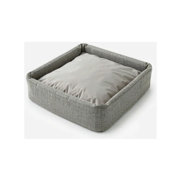 Cube Nook square dog bed with upright heather grey woven walls